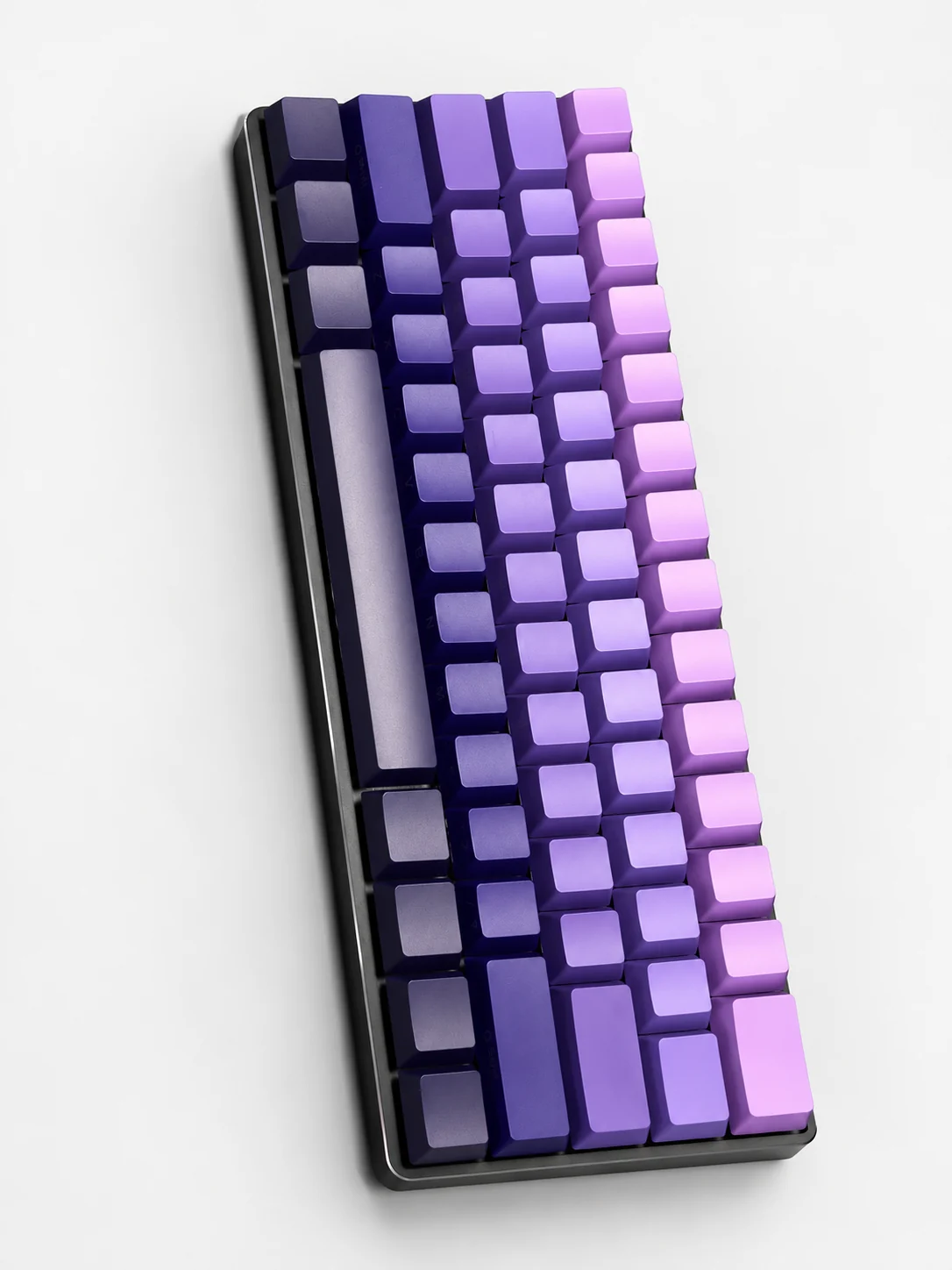 Overhead view of the purple gradient Nebula 60 keyboard