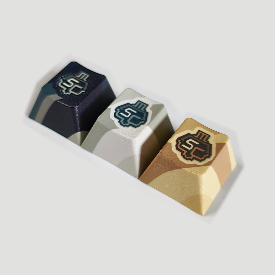 Real SC Originals black, white and sandstone camouflage keycaps